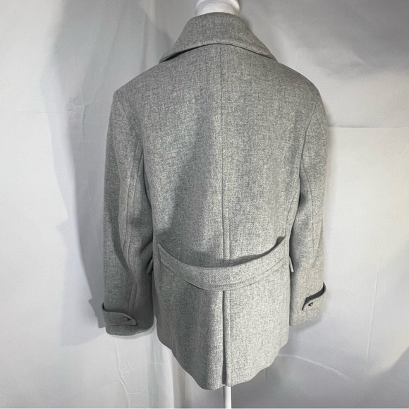 J. Crew Double Breasted Stadium Cloth by Nello Gori Pea Coat Light Gray Size 14 - Picture 6 of 11
